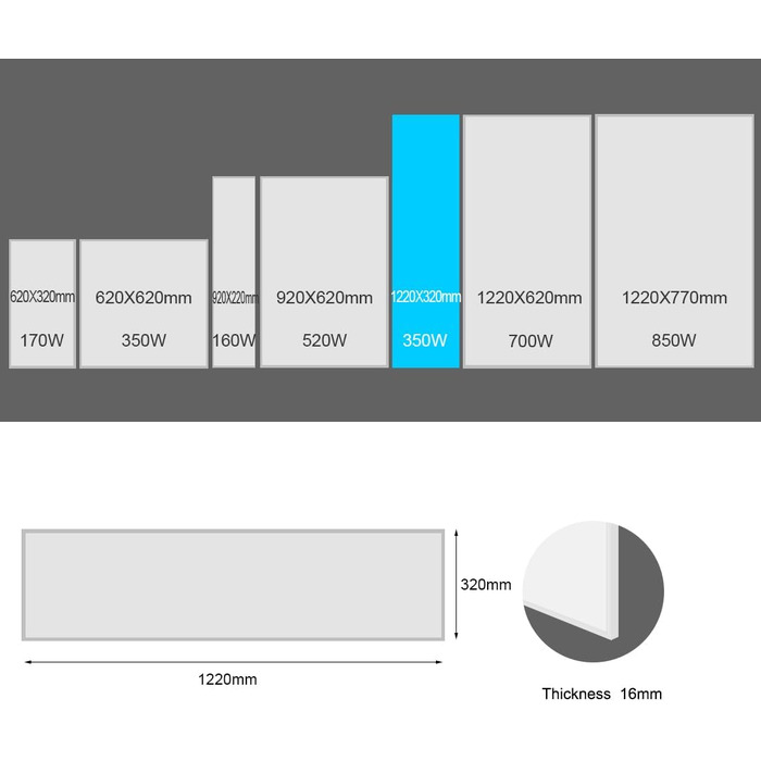 Інфрачервоний обігрівач 350 Вт, інфрачервона нагрівальна панель, настінний інфрачервоний обігрівач із захистом від перегріву, електричний настінний обігрівач, енергозберігаючий електричний обігрівач - 1220*320 мм, 350 Вт механічний вимикач