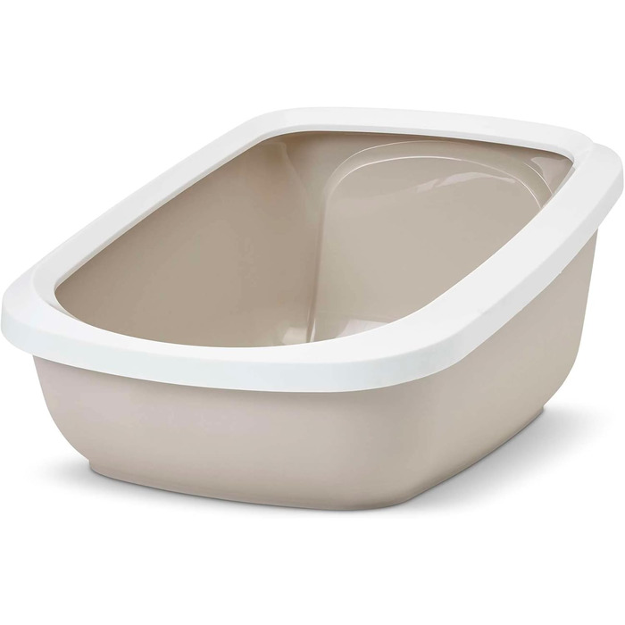 Котячий лоток з бортиком ASEO Jumbo біло-бежевий 67,5 x 48,5 x 28 см