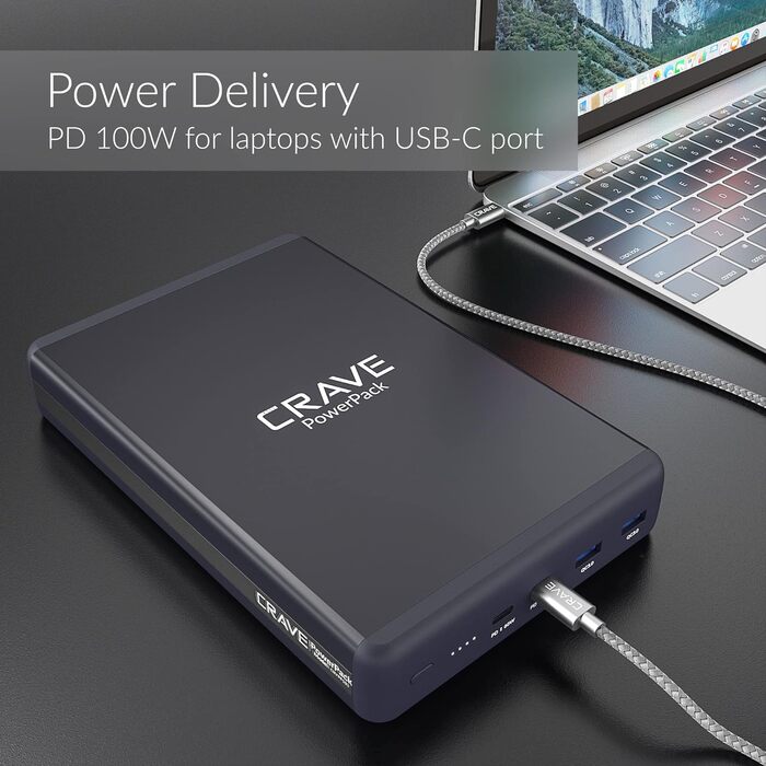Портативний зарядний пристрій PowerPack блок живлення PD 3.0 USB-C 60W швидка зарядка QC 3.0 два порти для MacBook, iPhone, Samsun