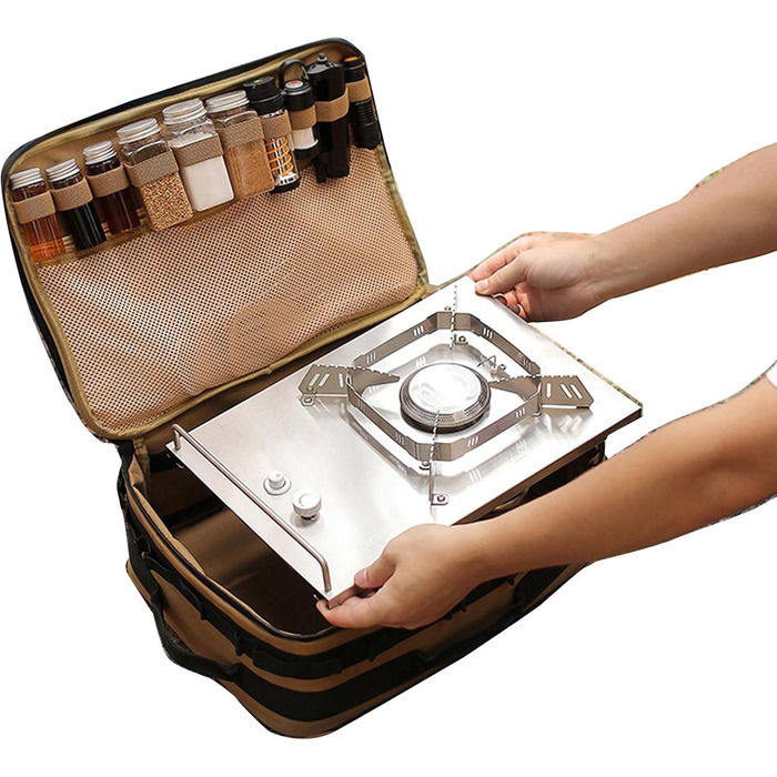 Сумка для кемпінгового посуду, портативна, водонепроникна, для плити, сумка на бак, для активного відпочинку, для пікніка, для посуду, органайзер для кемпінгового посуду, сумка-органайзер, чорна