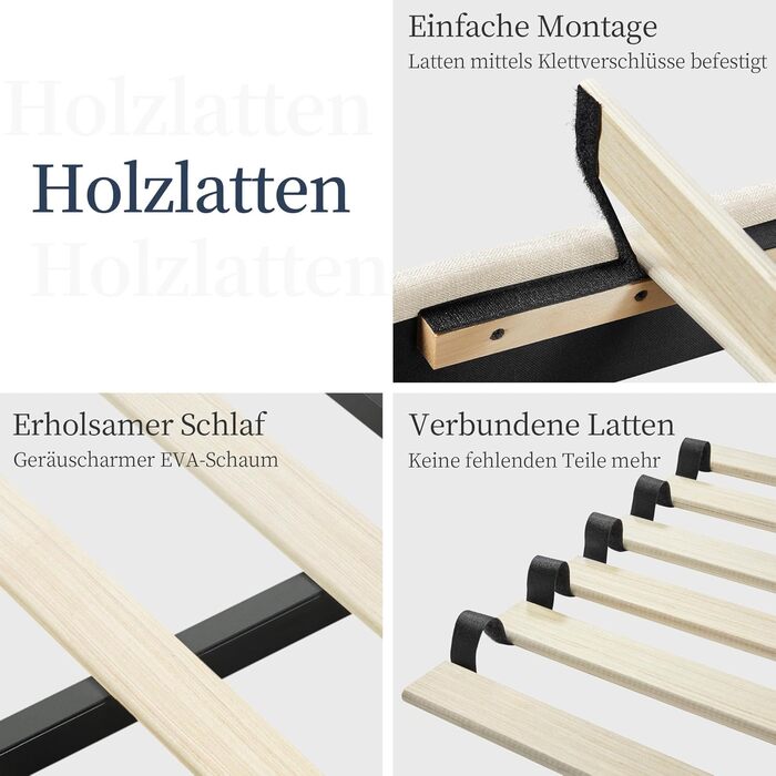 Ліжко Yaheetech з м&39яким каркасом 140 x 200 см, міцне двоспальне ліжко, сімейне ліжко, м&39який каркас ліжка, ліжко з місцем для зберігання, для спальні, гостьова кімната, бежевий колір, бежевий 140 x 200 см