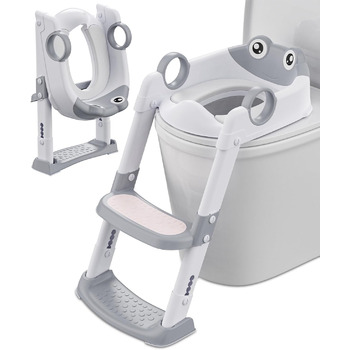 Дитяче сидіння для унітазу зі сходами, дитяче сидіння для унітазу для хлопчиків і дівчаток, регулюється по висоті і складається, д