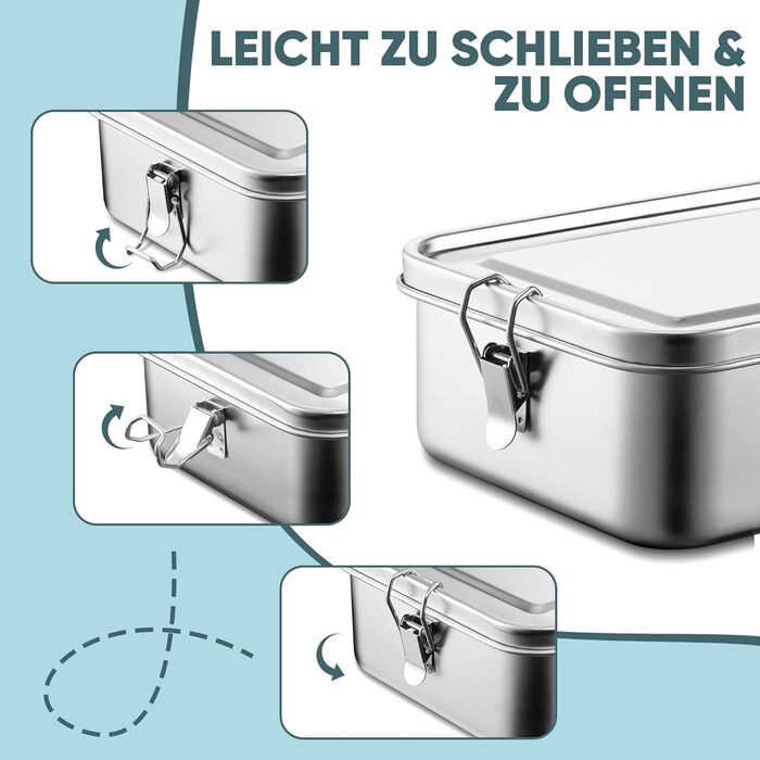 Ланчбокс Joyfair з нержавіючої сталі, бенто-бокс з 3 відділеннями, герметичний контейнер для їжі для дорослих та дітей, металева коробка для сніданку/обіду для школи, пікніка та подорожей, можна мити в посудомийній машині 850 мл