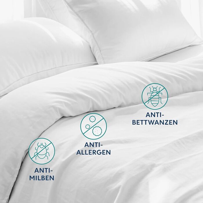 Підковдра із захистом від пилових кліщів 135x200 см - Обгортка для постільної білизни від алергії - Захист від пилових кліщів - Підковдра проти кліщів із блискавкою - Гіпоалергенна підковдра 135 x 200 см
