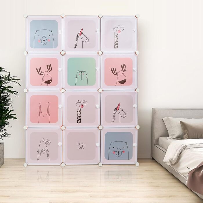 Дитяча шафа Kedia, шафа для спальні, модульна пластикова шафа з дверима, переносна шафа, дитяча шафа (110 * 145 * 37 см рожевого кольору) 110*145*37 см рожевого кольору