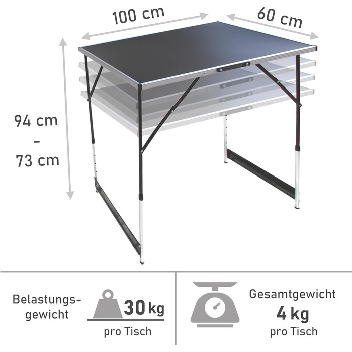 Складаний стіл для обклеювання шпалерами Lemodo чорного кольору Робочий стіл Регульований по висоті багатофункціональний стіл Стіл для блошиного ринку 100 x 60 см Багатофункціональний стіл, вантажопідйомність до 30,0 кг