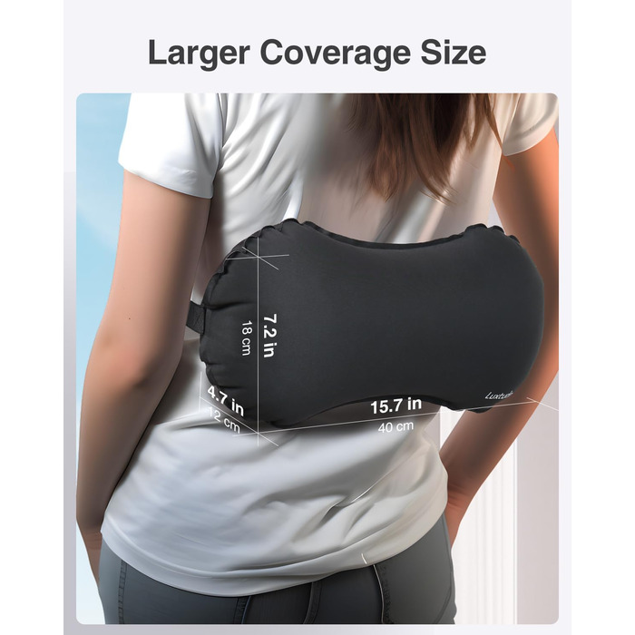 Надувна подушка для поперекової підтримки Luxtude, портативна подушка для поперекової підтримки для авіаперельотів та автомобілів, надувна подушка для подорожей, подушка для спини та шиї, подушка для попереку чорного кольору