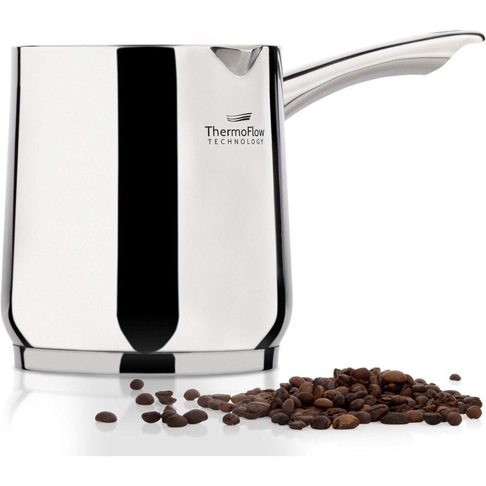 Індукційний горщик Moka з нержавіючої сталі ROSMARINO, 700 мл, сучасний турецький кавник Cezve з 3-шаровою сталевою основою, підхо