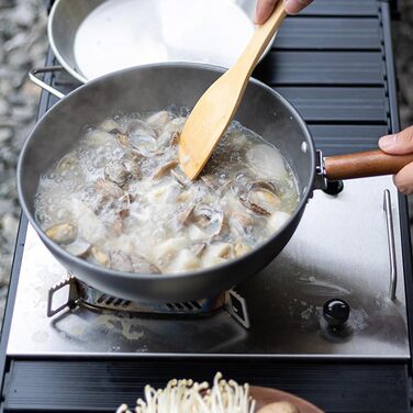 Портативні горщики для пікніка для кемпінгу, сковорода з алюмінієвого сплаву для зовнішнього використання, дерев&39яна ручка, посуд для вок, легка антипригарна сковорода, портативні, знімні горщики з довгою ручкою