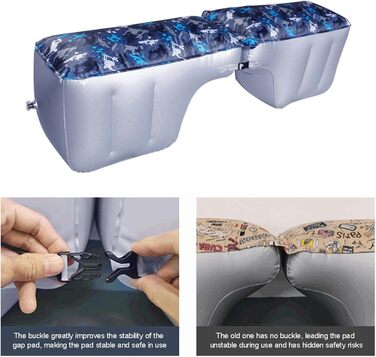 Надувний матрац для автомобіля - Автомобільний надувний матрац для подорожей на задньому сидінні, надувний матрац, портативний автомобільний матрац, кемпінговий надувний диван із пряжками, автомобільні аксесуари