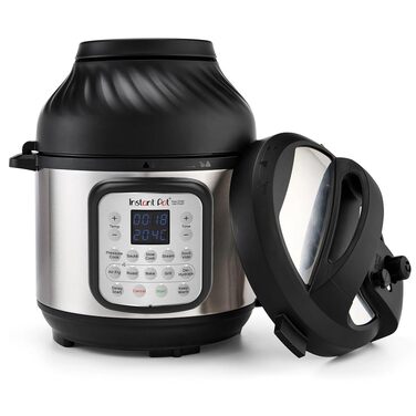 Мультиварка-аерогриль 11-в-1 Instant Pot Duo Crisp 5.7 л Скороварка, фритюрниця без олії, повільна приготувач, пароварка, дегідратор з функціями гриля, підігріву та випікання, нержавіюча сталь