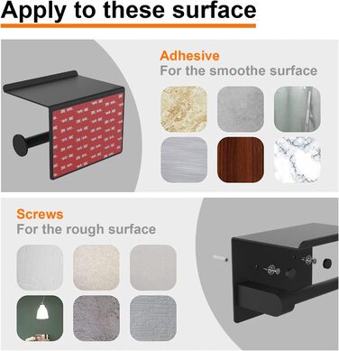 Тримач для туалетного рулону Ibergrif з 2 способами кріплення, тримач для туалетного рулону без свердління, настінний тримач для т