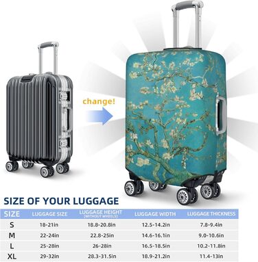 Чохол для валізи Пілотський кокпіт, захист від пилу та подряпин, квітковий принт Мигдалевий цвіт, розмір 80