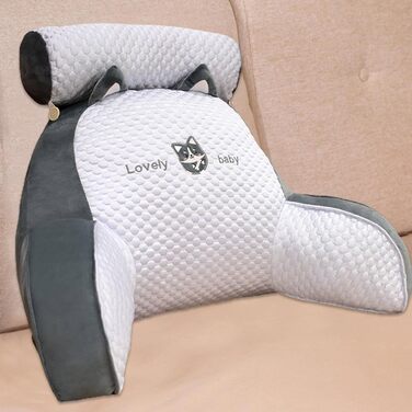 Подушка для читання, подушка для ліжка зі знімним потиличним валиком та підлокітником для сидіння в ліжку, дивані або підлозі, спинка, подушка для спини ліжка, подушка для підтримки спини для дорослих, подушка для спини для читання та перегляду телевізора