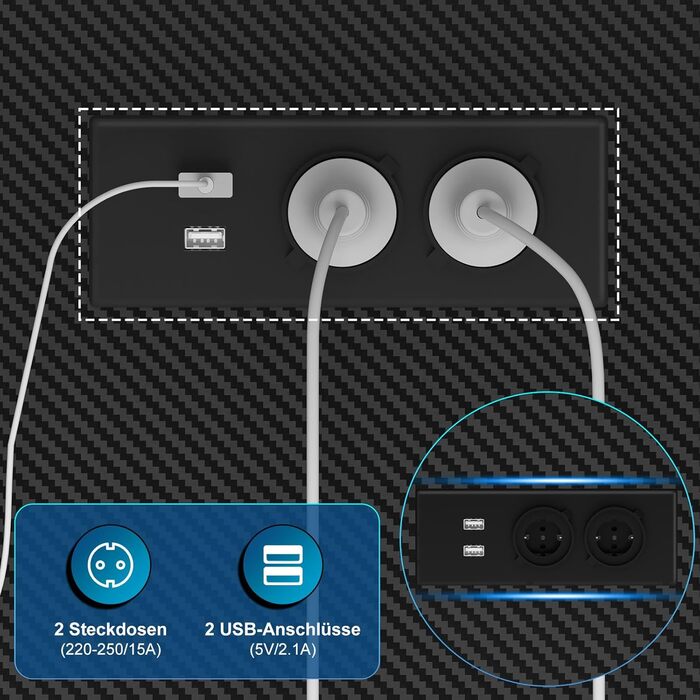 Кутовий ігровий стіл Devoko 155x100 см - світлодіодне освітлення, 2 розетки 2 USB-порти, чорний - Комп&39ютерний стіл із місцем для зберігання для геймерів та домашнього офісу 155 x 100 см, чорний