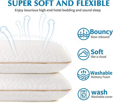 Подушка Fityou з піни з ефектом пам&39яті, подушка для шиї, ергономічна подушка для сну, знімна та пральна наволочка, для тих, хто спить на боці, на спині, схильна до злипання, (67,5x40x13 см) рожеве золото 67,5x40x13 см