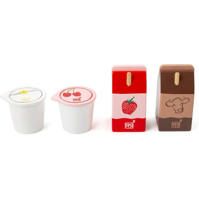Набір молочних продуктів для ніжок &quotфреш&quot з дерева, магазинні та дитячі кухонні приналежності, 4 шт., від 3 років, 11440