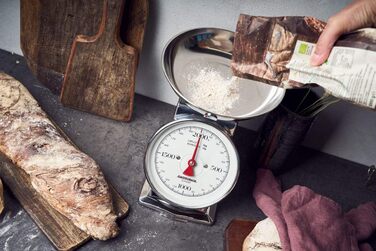 Ваги, 2 кг з функцією тари, кухонні ваги, аналогові, з чашею для зважування, поліровані, нержавіюча сталь сріблястого кольору, 301