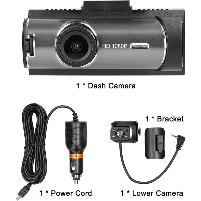 Багатомовний автомобільний відеореєстратор Mulcort з двома об'єктивами, автомобільний відеореєстратор, автомобільна камера, нічне