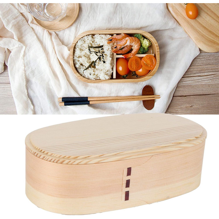 Ланчбокс портативний контейнер, японський стиль, дерев&39яний набір ланчбоксів, двошаровий, з роздільником для учнівських пікніків (1)