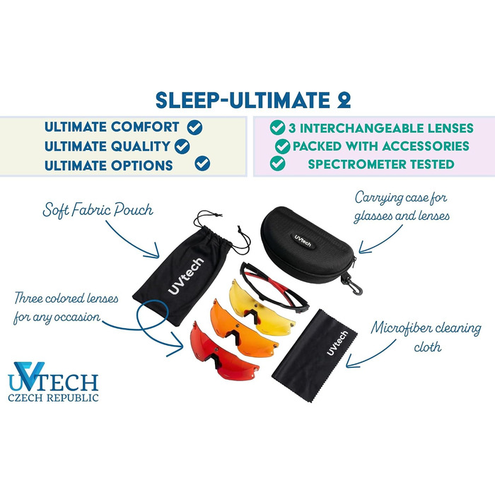 Окуляри Sleep Ultimate 2 3-в-1 з фільтром синього світла магнітні змінні лінзи (червоні, помаранчеві, жовті) захисні окуляри для сну та екранів, біохакінг, оправа TR90, унісекс