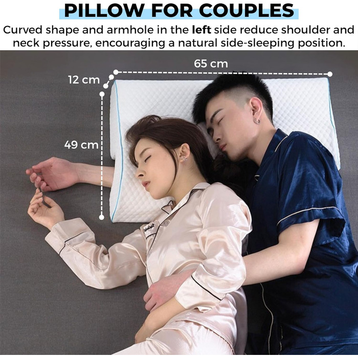 Подушка для сну MAGIC SELECT для пари, з піни з ефектом пам&39яті. Ергономічна подушка з кишенею для тих, хто спить на боці. Чохол з поліестеру, який можна прати, з вирізом ліворуч. Подушка для одного або двох осіб. A7453