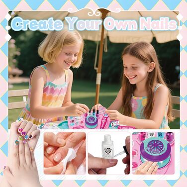 Дитячий набір для студії нігтів STAY GENT із 55 предметів для дівчаток, набір для нігтів на водній основі для дітей (3, 6, 7, 8, 9, 10, 11, 12 років) - подарунки з лаками для нігтів, подарунки з макіяжем на дні народження та Різдво, 4 кольори лаків для ні