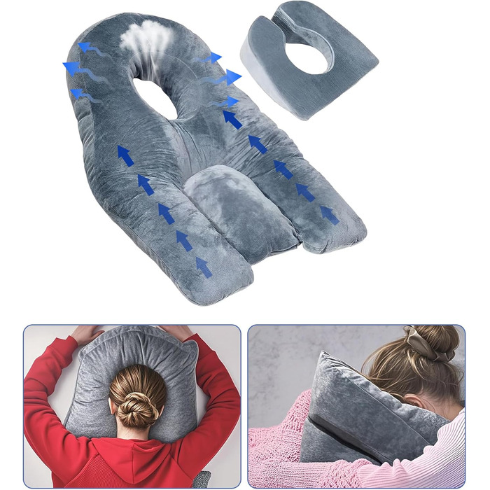 Подушка для обличчя для сну на животі, подушка для позиціонування обличчям вниз для післяопераційної підтримки, масажний підголівник для ліжка та масажного столу, дихаюча конструкція