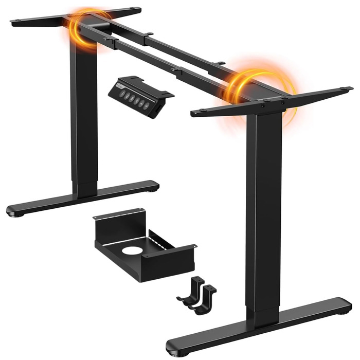 Каркас столу ErGear з регулюванням висоти та 2 потужними двигунами, стіл з електричним регулюванням висоти, вантажопідйомність до 120 кг, каркас столу з 4 налаштуваннями пам&39яті (чорний)