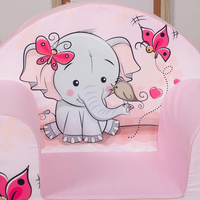 Дитяче крісло від 1 року Зручне та легке Крісло для дитячої кімнати Чохол, який можна прати Мяка пінопластова підкладка (Слон - Рожевий)