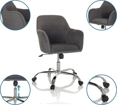 Офісний стілець hjh OFFICE SOLAO 300, тканина, регульований по висоті обертовий стілець з м&39якою подушкою сидіння, 719229, темно-сірий колір тканини