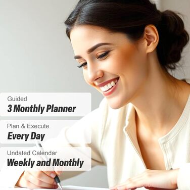 Щоденник прояву - 90-денна подорож до створення життя вашої мрії - особистий щоденник вдячності, щотижневий планувальник успіху, дошка візій та органайзер + наліпки для планувальника, без дати