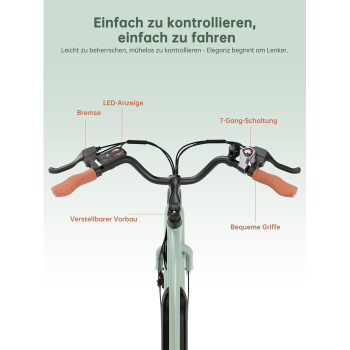 Міський електровелосипед Touroll B2 26 дюймів з двигуном 250 Вт 50 Нм та знімним акумулятором 36 В 561,6 Втгод, міський велосипед з педелектом, електричний велосипед, 25 км/год, запас ходу 100 км, електровелосипеди для дорослих, чоловіків та жінок, міськи