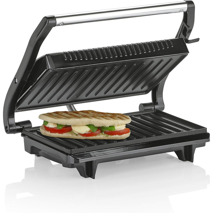 Бутербродниця з обробкою з нержавіючої сталі, 700 Вт, довжина кабелю 0,7 м, з антипригарним покриттям, ізольовані ручки, GR-2846 S одинарна