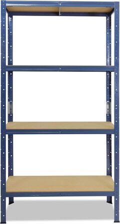 Надміцний стелаж для дому, синій/металевий стелаж з 4 полицями/металевий стелаж для підвалу, гаражний стелаж, стелаж для майстерні або стелаж для зберігання/змішаний металевий стелаж з вантажопідйомністю 175 кг В 180 см / Ш 90 см / Г 50 см, 180x90x50