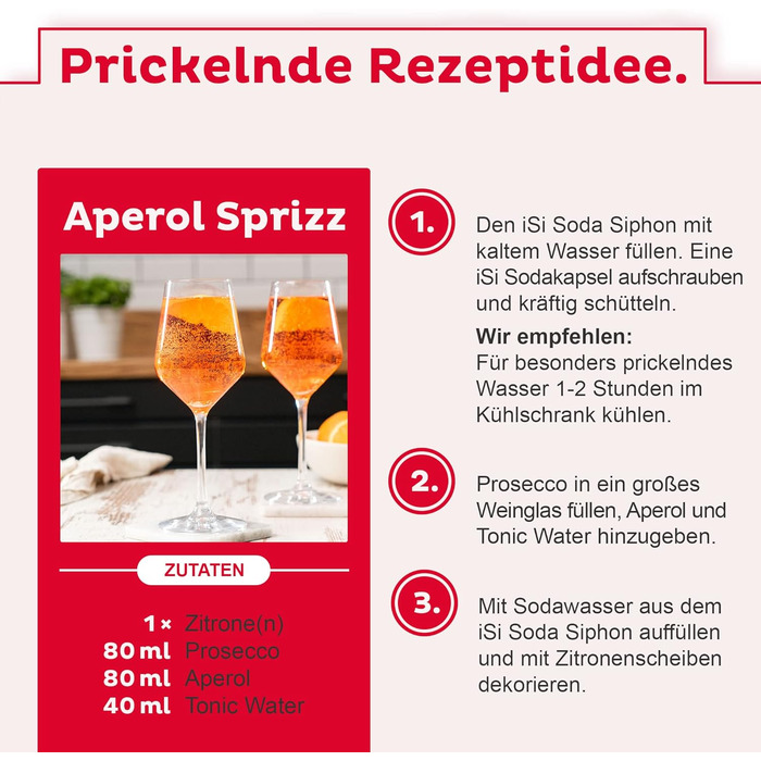 Сифон для газованої води 1 л з капсулами CO2 6x10 в стартовому наборі - Картриджі для газованої води з нержавіючої сталі для газованої води, лонг-дрінків і коктейлів - Аксесуари для бару Soda Maker - Зроблено в Австрії