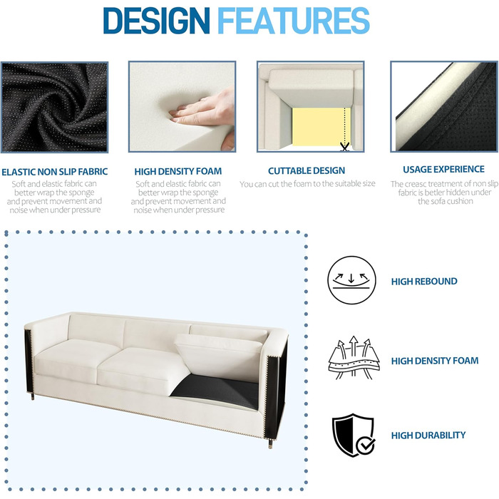 Опора для диванної подушки для провисаючих сидінь, 52 x 52 см, вставка з піни високої щільності, вигнуті опорні дошки для ремонту сидіння дивана, накладки на меблеві подушки 3 шт. - чорні