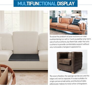 Опора для диванної подушки для провисаючих сидінь, 52 x 52 см, вставка з піни високої щільності, вигнуті опорні дошки для ремонту сидіння дивана, накладки на меблеві подушки 3 шт. - чорні