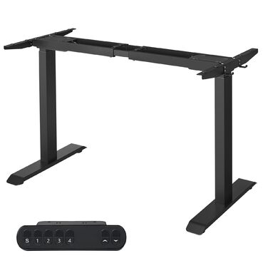 Електрична настільна підставка SONGMICS з регулюванням висоти, подвійний двигун, з гачками, безступінчасте регулювання, функція пам&39яті, сталь, чорний колір LSD019B01