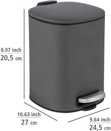 Косметичне педальне відро для сміття WENKO Mod. Alassio, відро для сміття об'ємом 5 літрів, високоякісне відро для сміття для ванн
