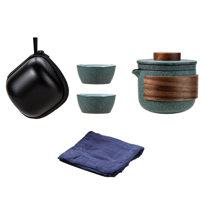 Практичний керамічний чайний сервіз з чайником та двома чашками. Елегантний дизайн у стилі Кунг-Фу для подорожей та особистих зустрічей.