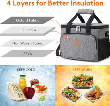Сумка-холодильник Lifewit 15 л, ізотермічна сумка для обіду, сумка-холодильник для їжі, фруктів, з пластиковою підкладкою, теплоіз