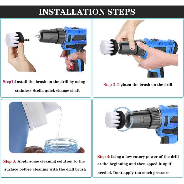 Набір насадок для щітки, Насадка для щітки Акумуляторна викрутка 5 шт. Щітка для чищення Ободна щітка Скруббер Набір щіток для чищ