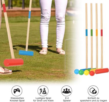 Набір для крокету для дорослих, 2-4 гравців, ігри на свіжому повітрі для дітей, набір для крокету, садова гра, дерев&39яна іграшка для садових вечірок, фестивалів, пляжу