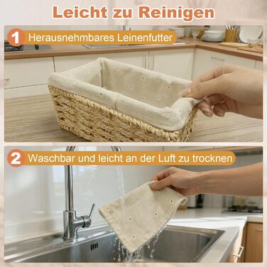 Кошик для зберігання, плетений кошик для хліба, 3 шт., подарунковий кошик, невеликий набір, коробка для зберігання з ротанга з підкладкою, декоративний плетений кошик для хліба для вітальні, подача випічки, хакі