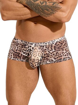 Чоловічі боксерські шорти з леопардовим принтом ohyeahlady, сексуальна спідня білизна для чоловіків, прозорі труси, еротична білизна, великі розміри, кумедні труси, спідня білизна з опуклим карманом, дихаючі труси, великі розміри XL, леопардовий принт