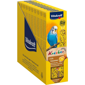Крекери Vitakraft з яйцем та насінням трави, палички-ласощі для папуг та екзотичних птахів, розмір для зберігання, без доданого цукру (10 x 54 г)