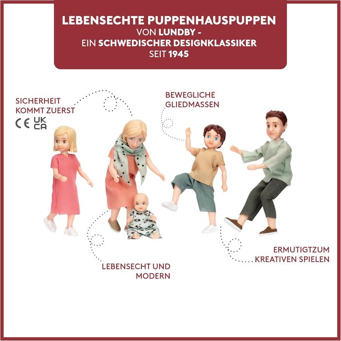 Ляльки Lundby для родини лялькових будиночків Сімейство ляльок Чарлі Гнучкі ляльки Аксесуари та фігурки Масштаб 118