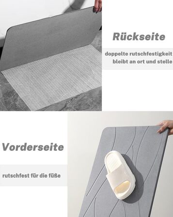 Килимок для ванни з твердого діатомітового каменю 60x40 см, швидковисихаючий кам&39яний килимок для ванни, суперабсорбуючий, простий у догляді, нековзний килимок для ванної кімнати з діатомітової землі для ванної кімнати та кухні, чорна лінія