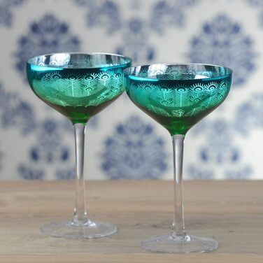 Келихи для шампанського Peacock Glass, різнокольорові Модерн, 51186pk2